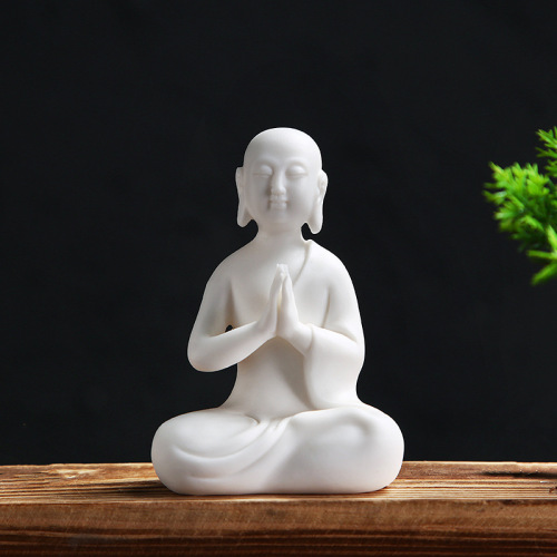 Creative Chinese style Zen character Buddha statue living room entrance office decoration ceramic monk Maitreya Buddha ornaments