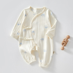 赤ちゃんの秋の服純綿a類の可愛い女の子は秋に肌着して骨のない男の子です。