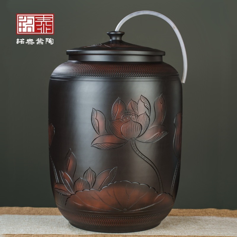 VHM7批发储水桶陶瓷水缸储水用家用老式带盖抽水茶台泡茶储水罐装