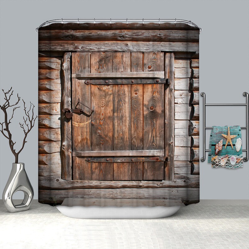 Country Barn Door Shower Curtain suit Bathroom Farmhouse Art Bathroom Decorative Curtain Vintage Country Wood Board Shower Curtain