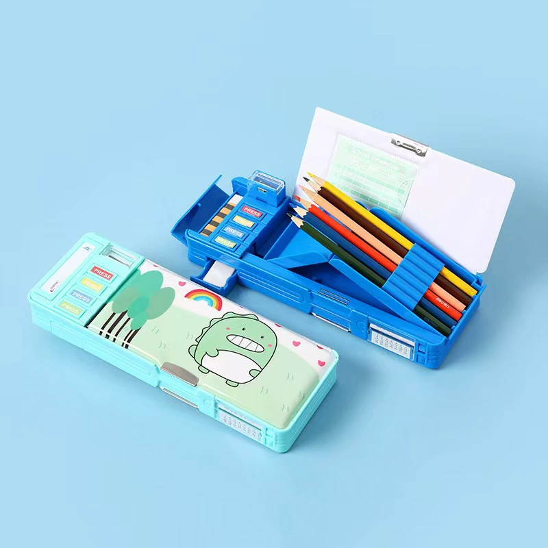 Universal capacious double-layer children's cute pencil case for students, high quality storage box