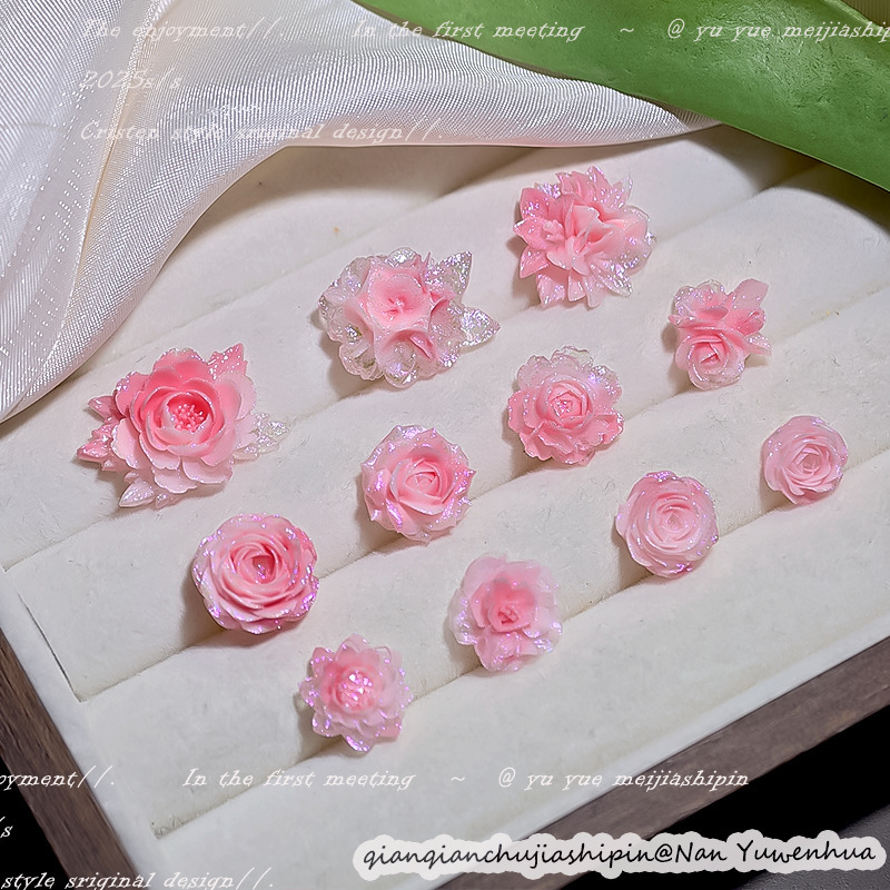 Super fairy pink shimmering Chinese-style peony nail art accessories, luminous three-dimensional resin soft glue flowers, DIY hairpin materials Super fairy pink shimmering Chinese-style peony nail art accessories, luminous three-dimensional resin soft glue flowers, DIY hairpin materials