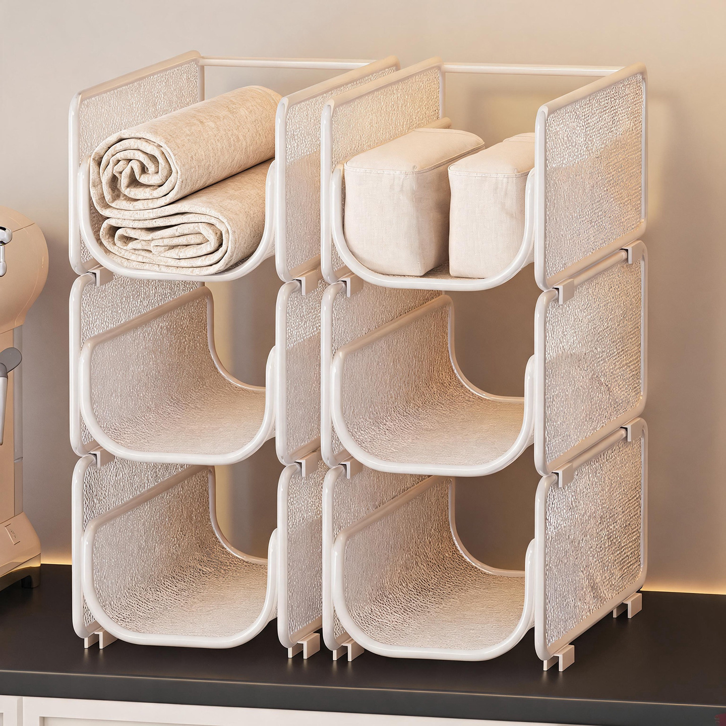 Estante Organizador de Vasos de Escritorio, Multicapa, Apilable, para Sala de Estar