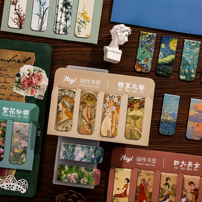 Магнитная закладка масляная живопись ветром начальной школы изысканная закладка Ван Гог звездная классическая закладка мини-утилита маленькая закладка