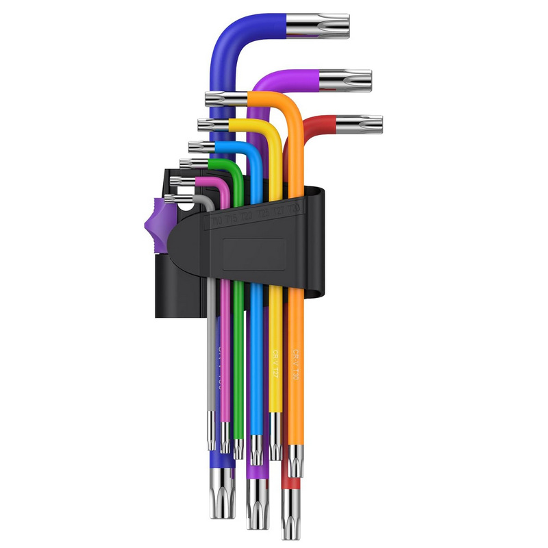 Forte llave hexagonal de color de grado industrial Cabeza de bola de acero al cromo-Vanadio flor de ciruelo arroz de longitud media alargada plegable multiusos