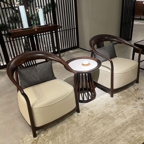 新中式乌金木官帽椅太师椅茶椅禅椅皇宫椅酒店牛角椅实木靠背椅