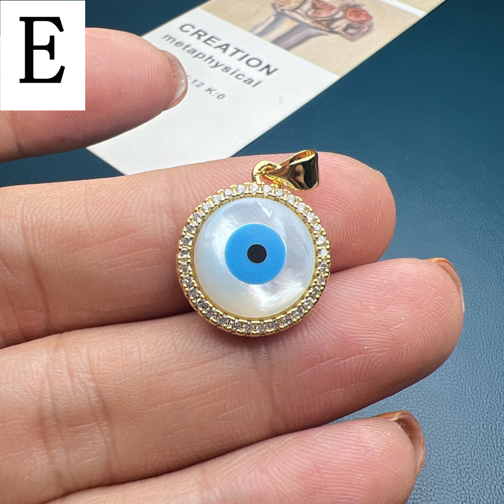 8g Weight Pendant Jewelry Making Type Shell, Zircon Inlay Material DIY Jewelry Accessories Classification 1 Piece Quantity Copper Material Eye Pattern Plating Design Simple Style Style 1 Piece Copper Shell Zircon Eye Pendant 6