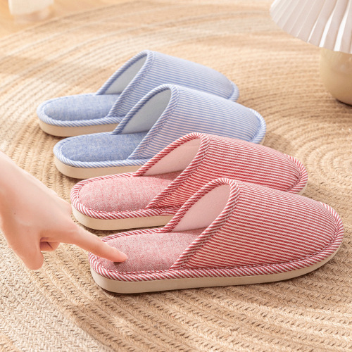 Women's Four Seasons Indoor Outdoor Home Slippers  New Anti-Slip Spring and Autumn Cotton Linen Slippers for Couples and Home Use
