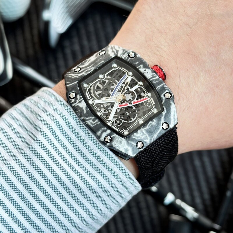 Ultra-Thin Barrel-Shaped Carbon Fiber Men's Watch, Big Brand Genuine New Model, Canvas Strap Watch, Men's Richard High-End Wristwatch Ultra-Thin Barrel-Shaped Carbon Fiber Men's Watch, Big Brand Genuine New Model, Canvas Strap Watch, Men's Richard High-End Wristwatch
