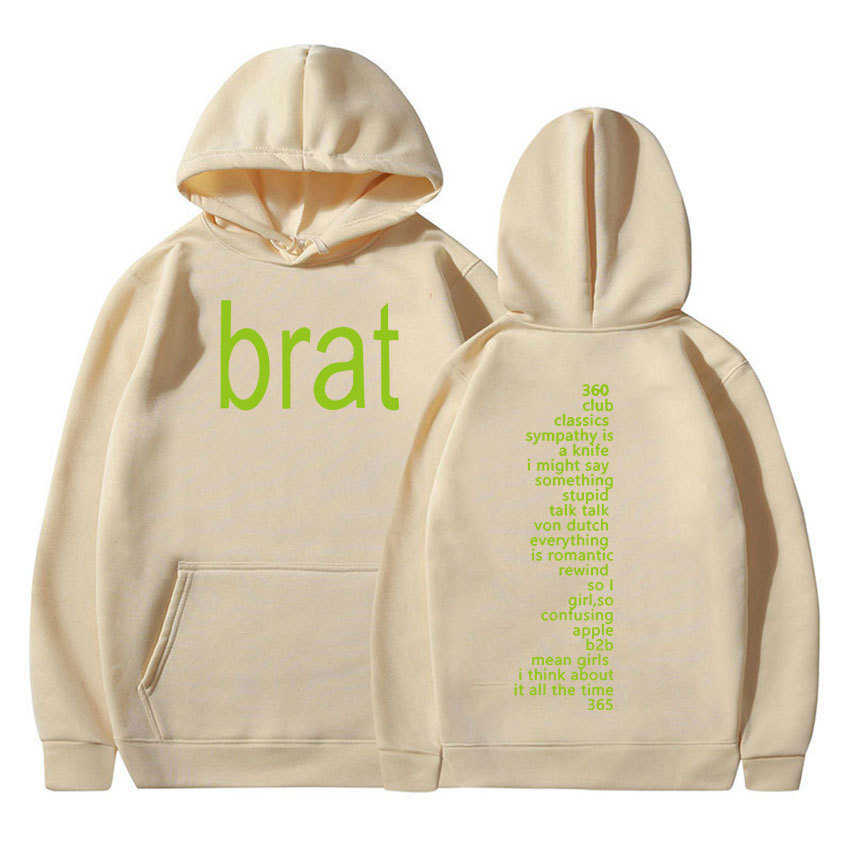 Charli XCX Brat 2024 Tour Album Print Hoodie Men Hip Hop Ret