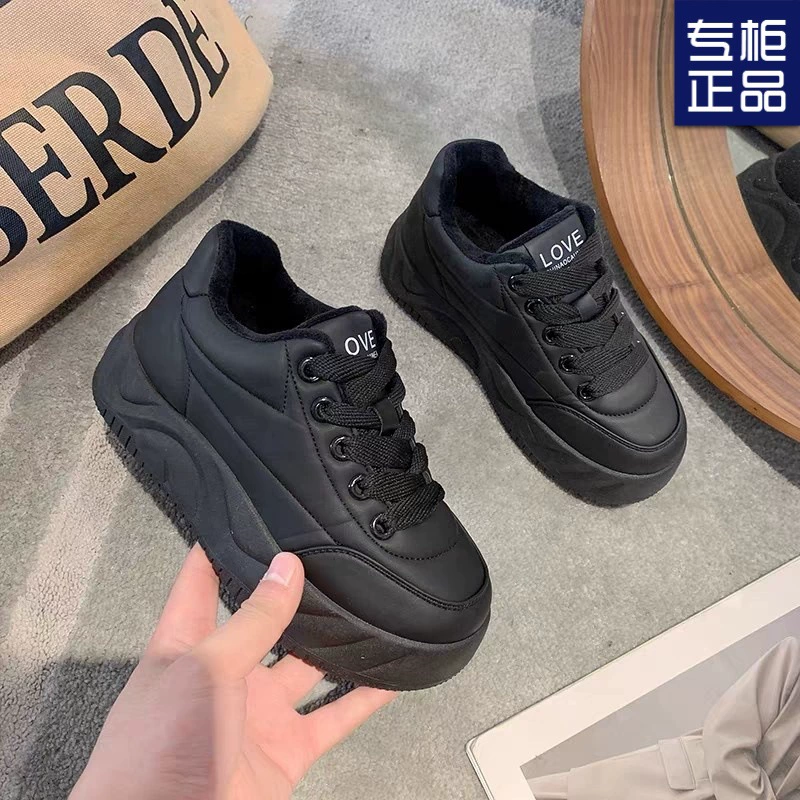 Женские ботинки «Хлебные туфли» 2025 зима, новая корейская модель, универсальные, круглый носок, толстая подошва, платформа, повседневные спортивные ботинки оптом