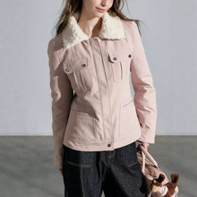 2025秋冬新款通勤百搭夹克上衣加厚翻领粉色棉服外套女其他有吊牌