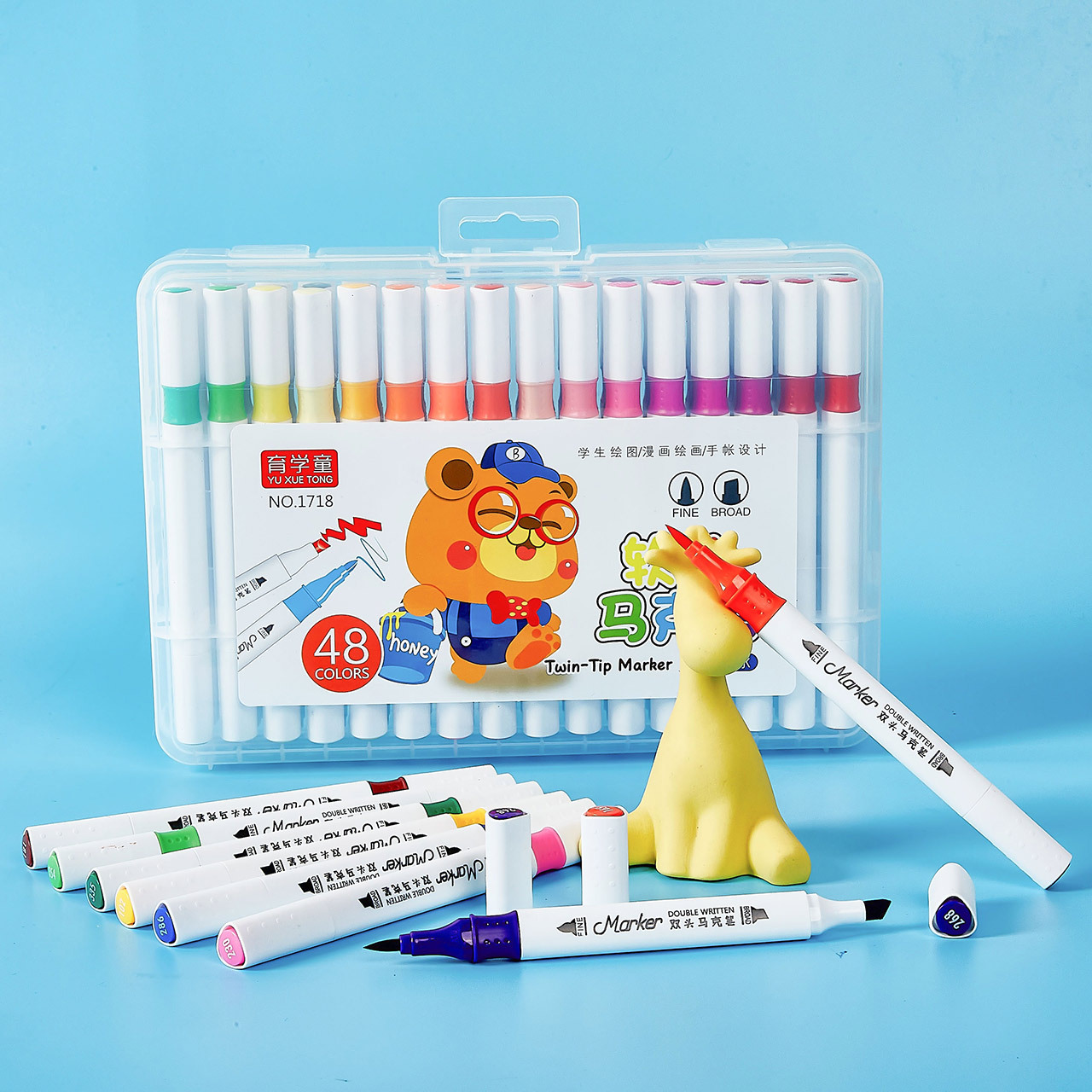 Marcador triangular de doble cabeza tinta a base de agua pincel de pintura para niños suministros de arte para estudiantes bolígrafo suave multicolor cabeza bolígrafo de color