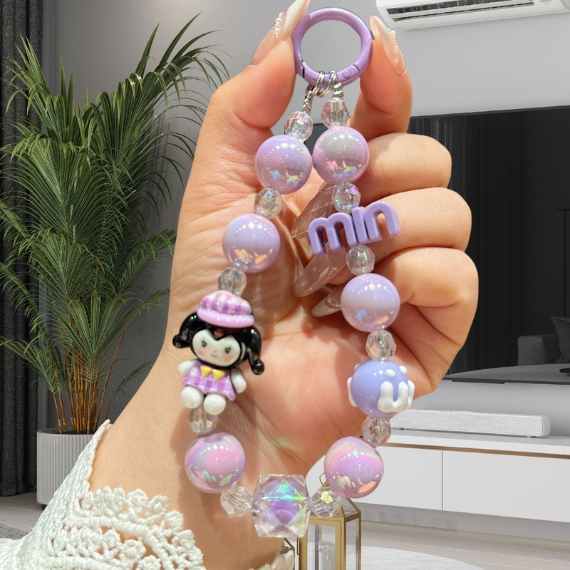 新しいリリス漫画キティ携帯電話チェーンバッグペンダント diy キーチェーン携帯電話ペンダント手描きビーズビーズ|undefined