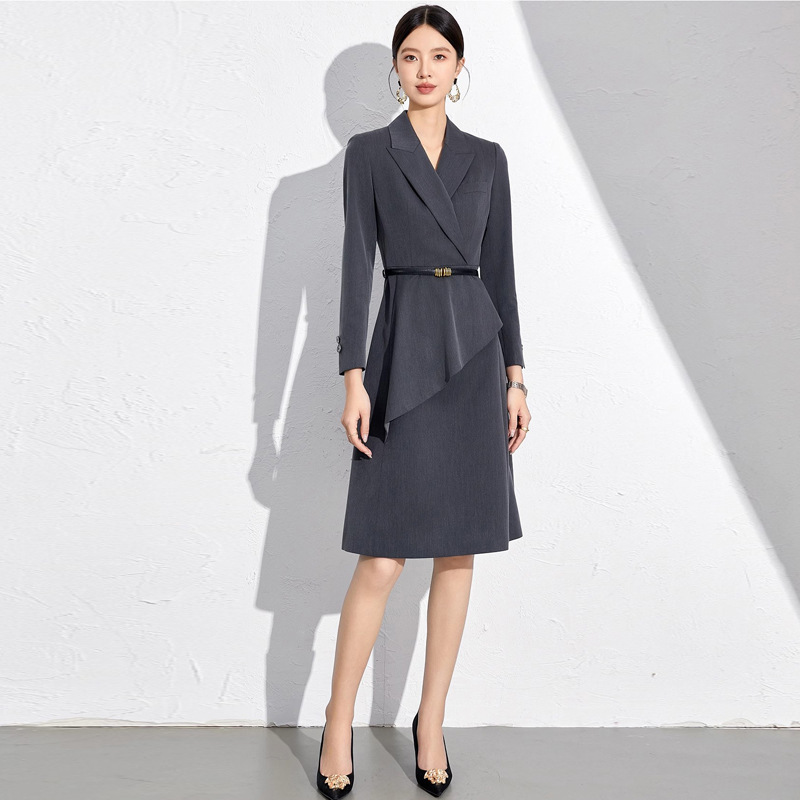 Ai Shangchen Waist Tight Suit dress Long Sleeve Autumn Formal Occasion Women's Elegant Professional Commuter Midi Dress OL