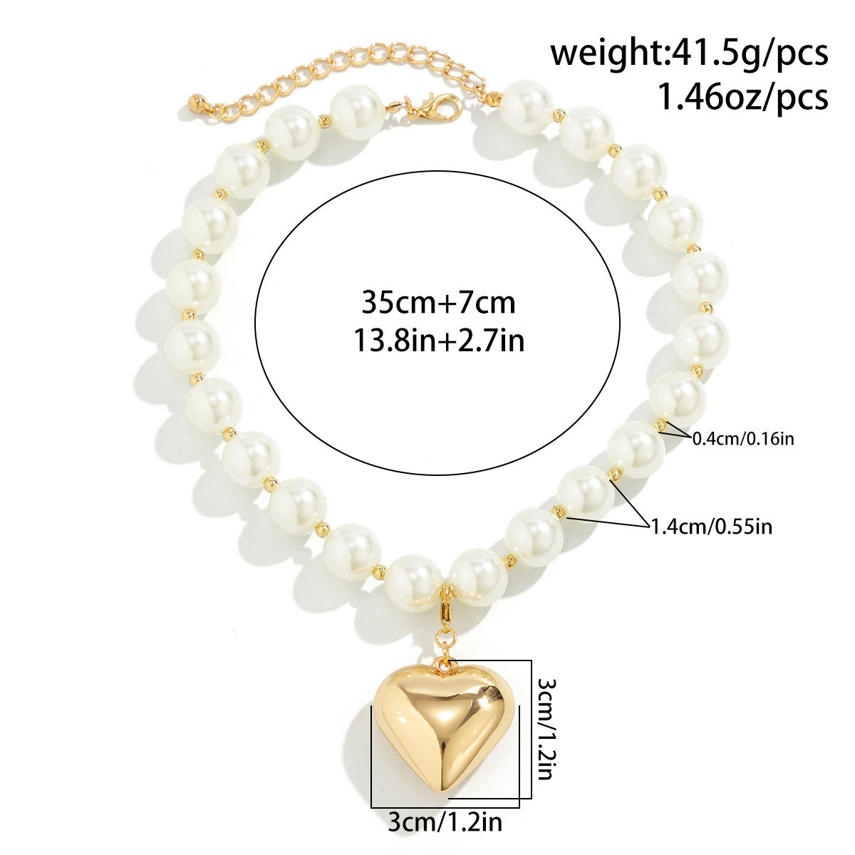 Elegant Exaggerated Geometric Heart Shape Ccb Imitation Pearl Beaded Plating Women's Necklace display picture 17