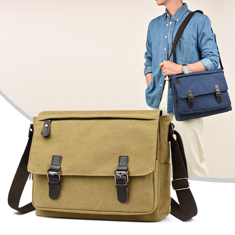 Korean Style Canvas Crossbody Bag Trendy Shoulder Bag Men's Large Capacity Student Computer Bag Camera Bag Large Factory Direct Sale Korean Style Canvas Crossbody Bag Trendy Shoulder Bag Men's Large Capacity Student Computer Bag Camera Bag Large Factory Direct Sale