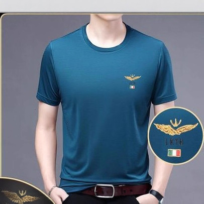 2025 Summer Men's Shirt Young and Middle-Aged Printed Ice Silk Short Sleeve Strong V Neck Short Sleeve - Air Force No. 1 2025 Summer Men's Shirt Young and Middle-Aged Printed Ice Silk Short Sleeve Strong V Neck Short Sleeve - Air Force No. 1