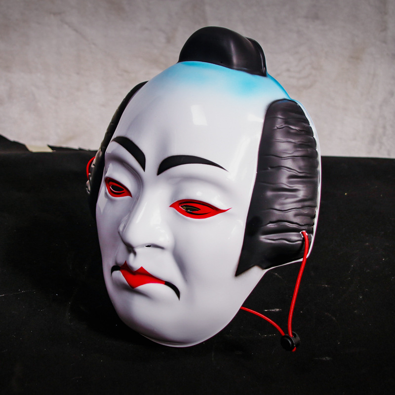 Estilo japonés kabuki geisha rendimiento cara completa hombres y mujeres PVC Festival vestido máscara image 3