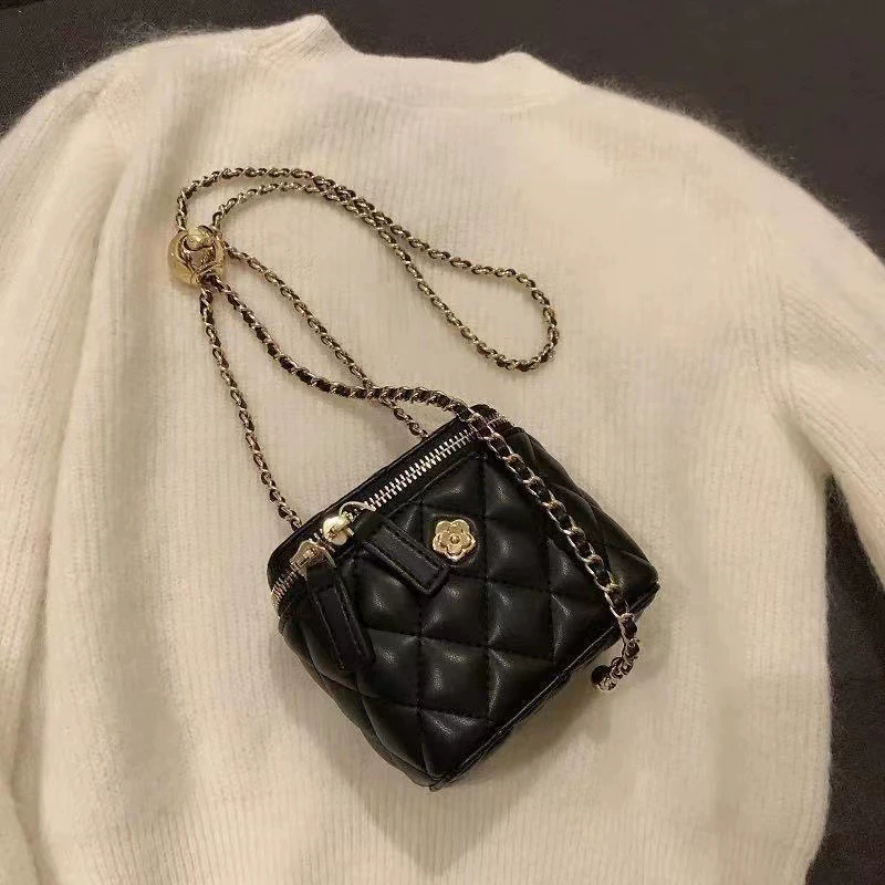 Мини-сумка-цепочка, стеганая PU через crossbody, одно плечо, коллекция 2023, маленькая