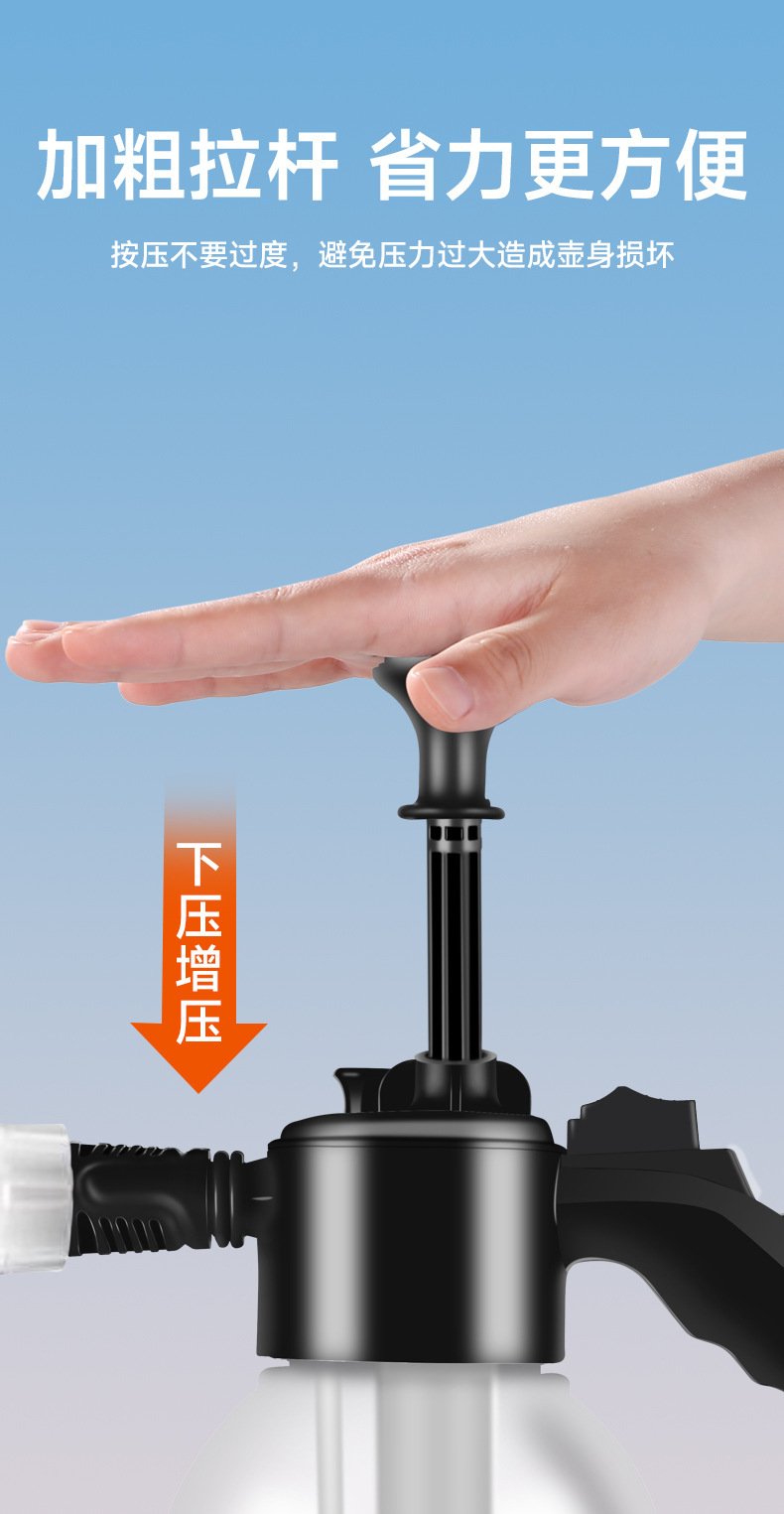 2L Foam Spray Bottle for Car Washing, Dual-Use for Home and Car, Handheld Spray Type, Manual Sprayer with Pressure Relief Valve for Watering Flowers