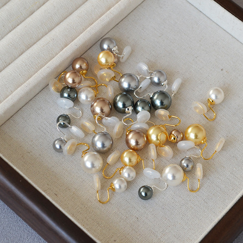 Fever-style Korean elegant high-luster round imitation Sichuan pearl mosquito coil earring clips, no ear piercing can be worn