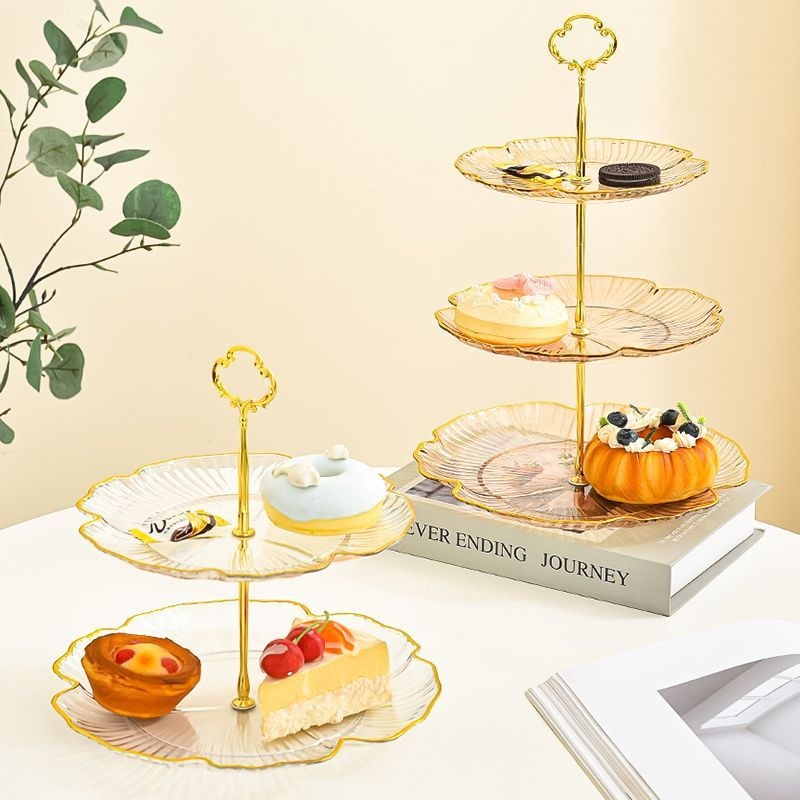 Mesa de té de sala de estar multi-capa de platos de frutas con dulces en la recepción de platos de bocadillos salón de belleza refrigerios de frutas decoración image 2