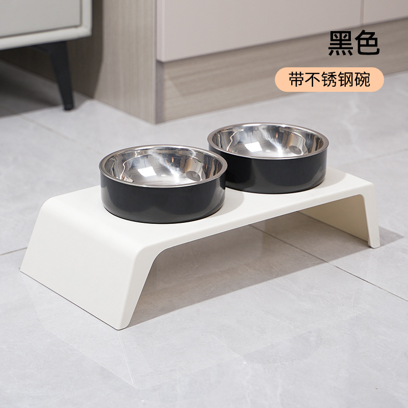 Tazón para mascotas Tazón para gatos anti-volcado Tazón para gatos Protector de cuello para gatos Tazón para perros Tazón doble de acero inoxidable Tazón para perros nuevo transfronterizo al por mayor