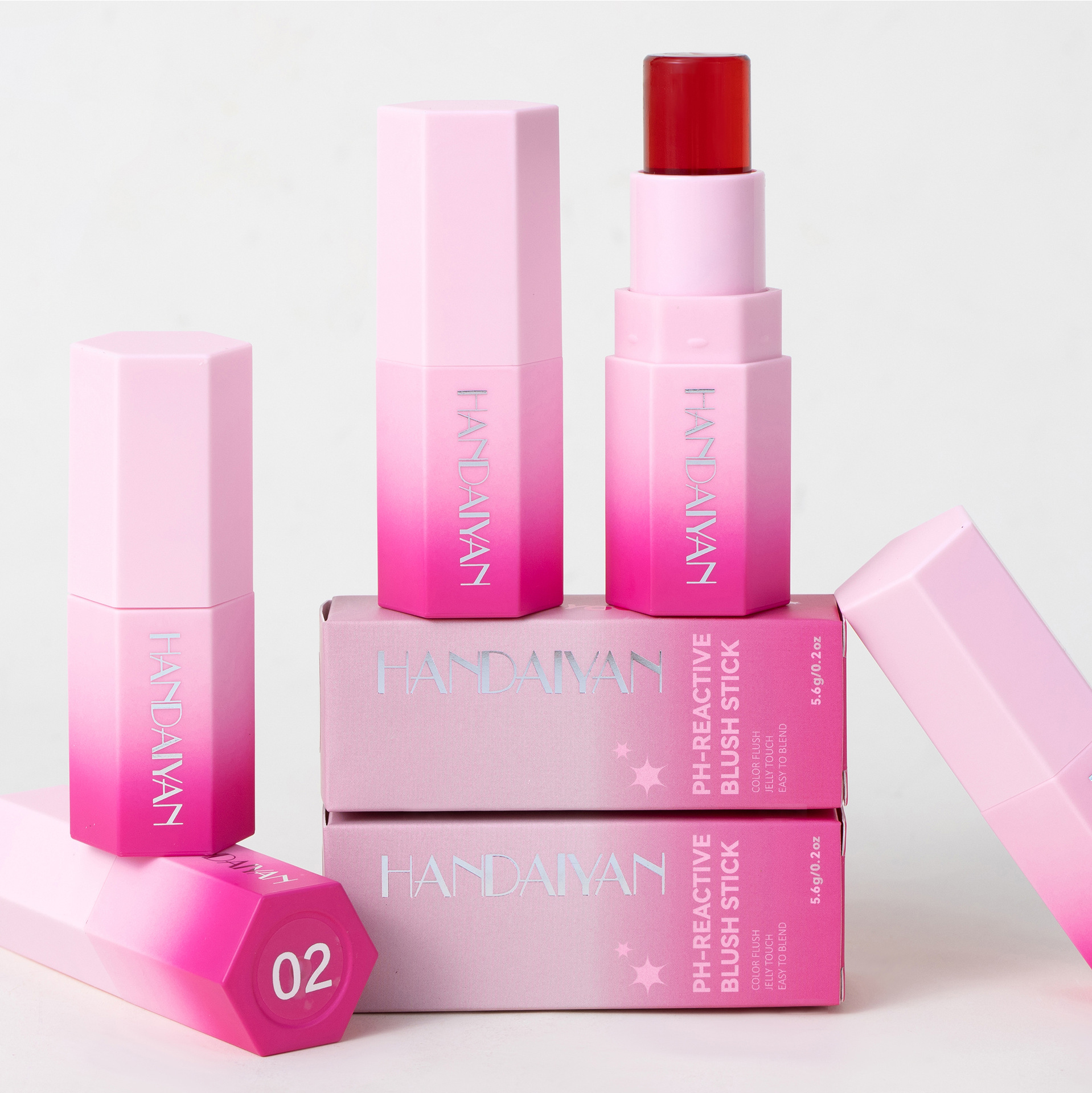 Cross-border Jelly Blush Stick handaiyan Solid Blush High-gloss Contouring Multi-Purpose Cream Matte Thermochromic Blush Cream undefined