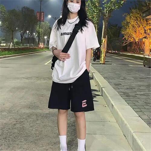 Summer  New Women's Loose Matchable Knee-Length Outerwear Running American Casual Five-Pocket Pants Trendy