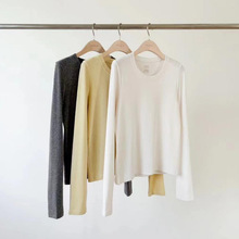 现h 韩国OUNCE同款2025秋冬时尚圆领磨毛百搭打底衫长袖T恤基础款