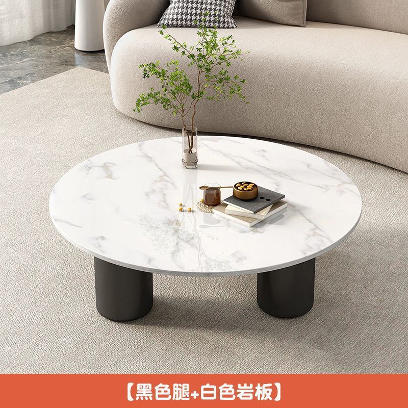 Residencia moderna y simple sala de estar doméstica lujosa ligera redonda de vidrio de roca italiana pequeña casa mesa de té de varios grupos