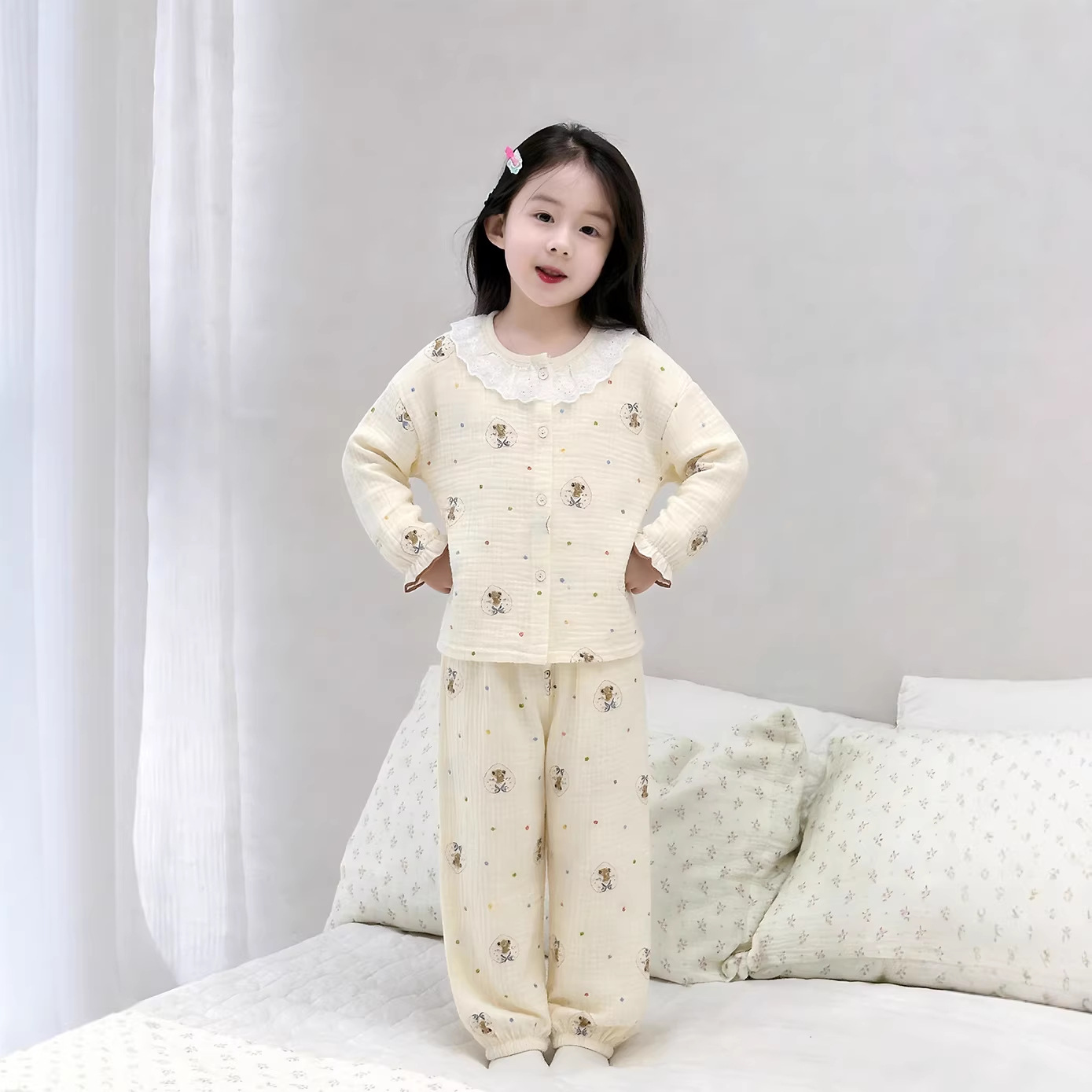 Mbe double layer gauze suit with colorful bear / 80cm (height + 10cm shot)
