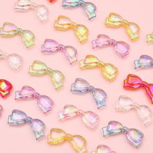 透明炫彩通孔蝴蝶结配饰简约亚克力耳饰手作DIY耳钉手机挂绳材料