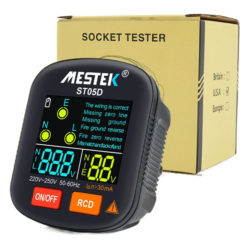 Линия Обнаружение огня утечки тестера гнезда детектора фазы цифровая нулевая Соединенных Штатов правит Европейский английский язык спецификации