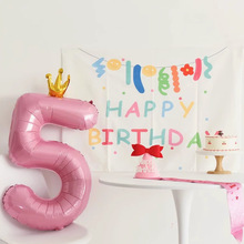 40寸大号粉色皇冠生日数字铝膜气球女孩宝宝儿童生日场景布置装饰