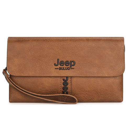 Cross-border new men's handbag PU retro business double-layer wallet with multi-card slots, men's phone bag, hand-held bag