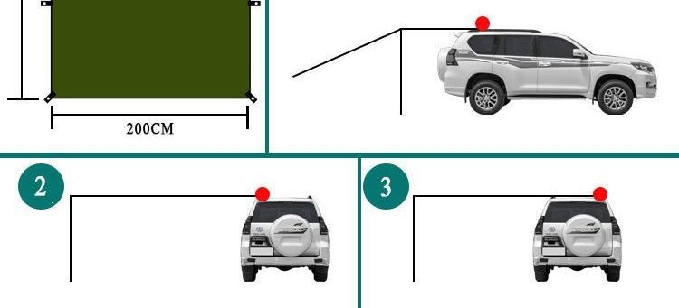Rainproof and sunproof car side tent, outdoor camping tent for cars, SUV side tent, camping canopy
