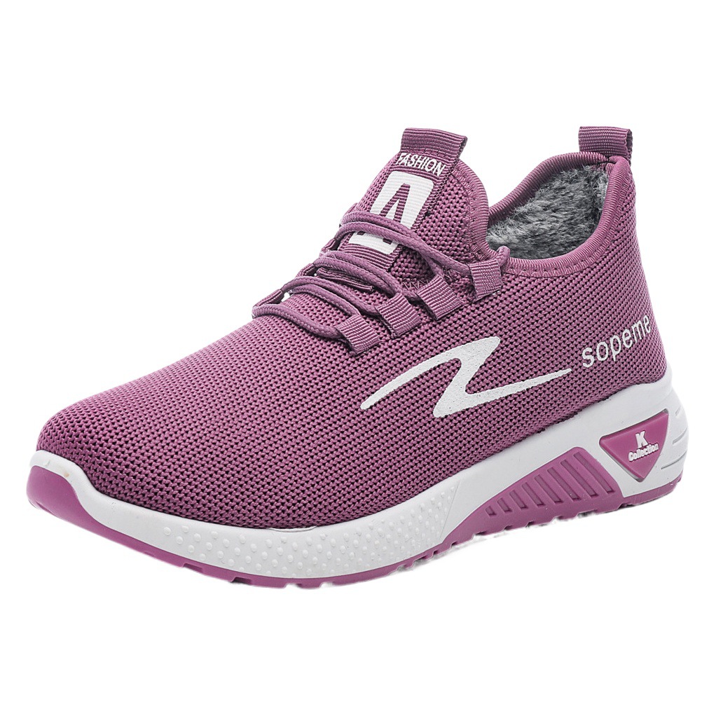 Zapatos acolchados de algodón para mujer Otoño e Invierno Nueva transpirable versátil casual Fondo suave con cordones de lana forrada zapatilla de deporte de los hombres ventas directas de fábrica