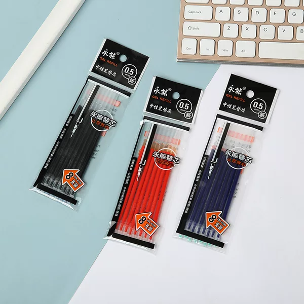 8 Pack 0.5mm full needle refill gel pen black water-based pen refill students for refill wholesale