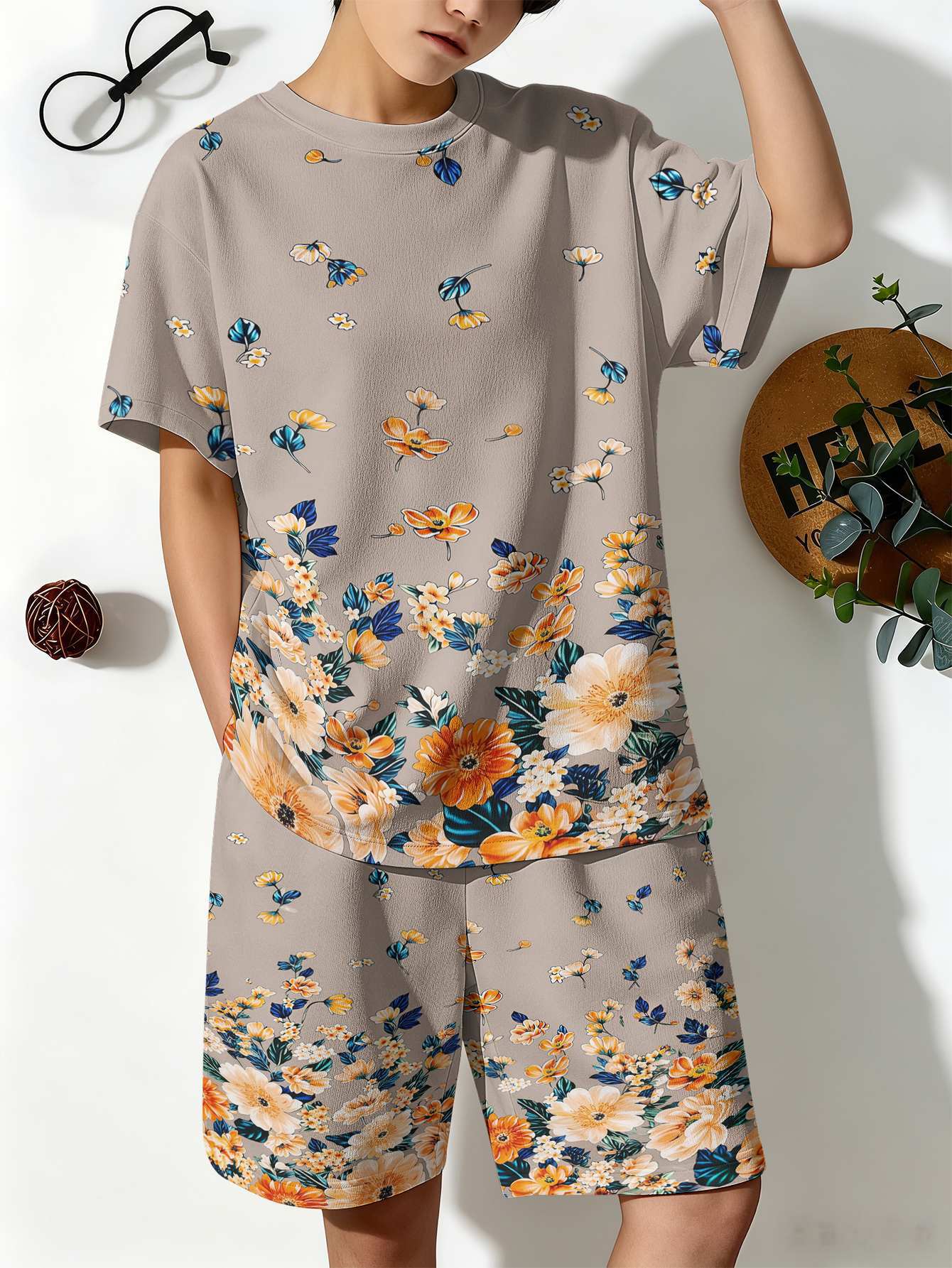 Jungen Anzug Mit Polka-dot- Und Blumenmuster In 3d-optik Set_voghion.com