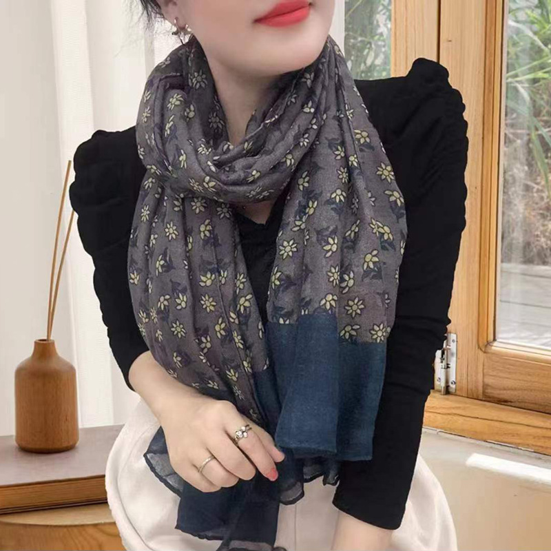 Bedruckter Damenschal Aus Baumwoll-hanf-gewebe Für Herbst Winter_voghion.com