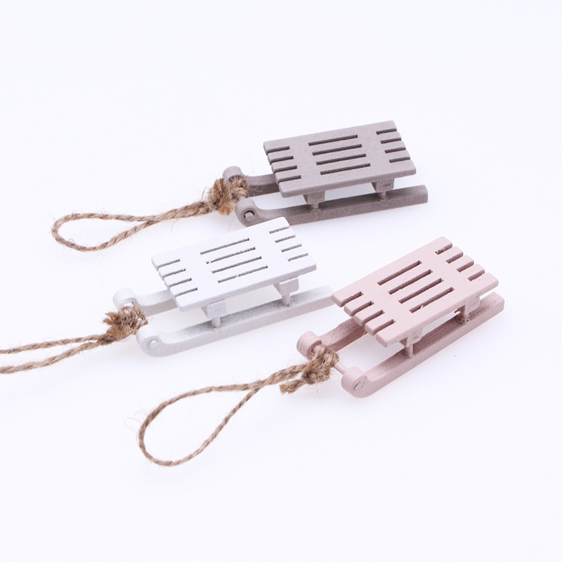 Dollhouse Dollhouse wooden sled Christmas craft pendant mini solid wood miniature scene accessories Dollhouse Dollhouse wooden sled Christmas craft pendant mini solid wood miniature scene accessories