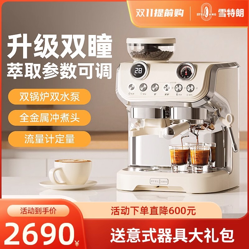 Stelang/Xueran 517ED Upgraded 521 Coffee Machine Italian Household Small Grinding All-in-One Half