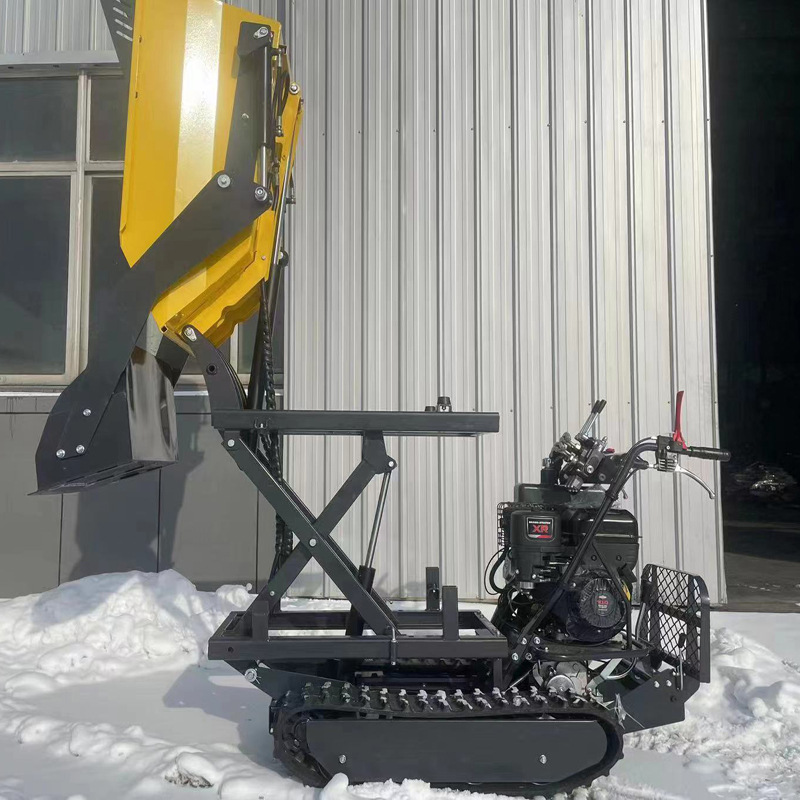 自装升降汽油搬运车 全地形履带运输车 手扶自走翻斗车