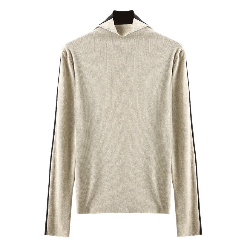 Camisa de fondo de cuello alto con cuello alto de hilo de otoño e invierno Camisa de fondo de dos vías de manga larga de ajuste delgado de color interior para mujer