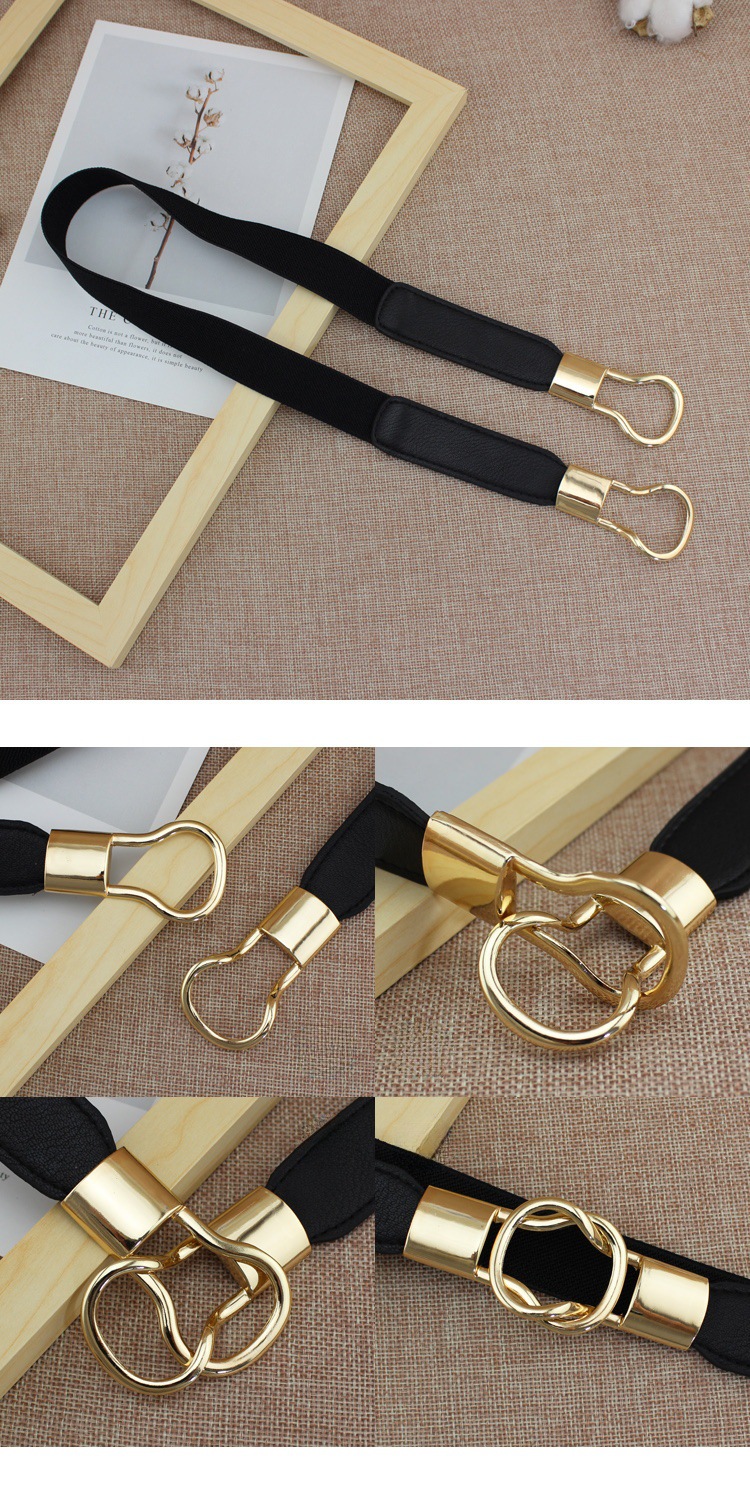 Versiunea coreeană a taliei elastice subțiri pentru femei, cu curea decorativă pentru rochie, rochie, curea mică alb-negru, Tide a Generation Hair_voghion.com