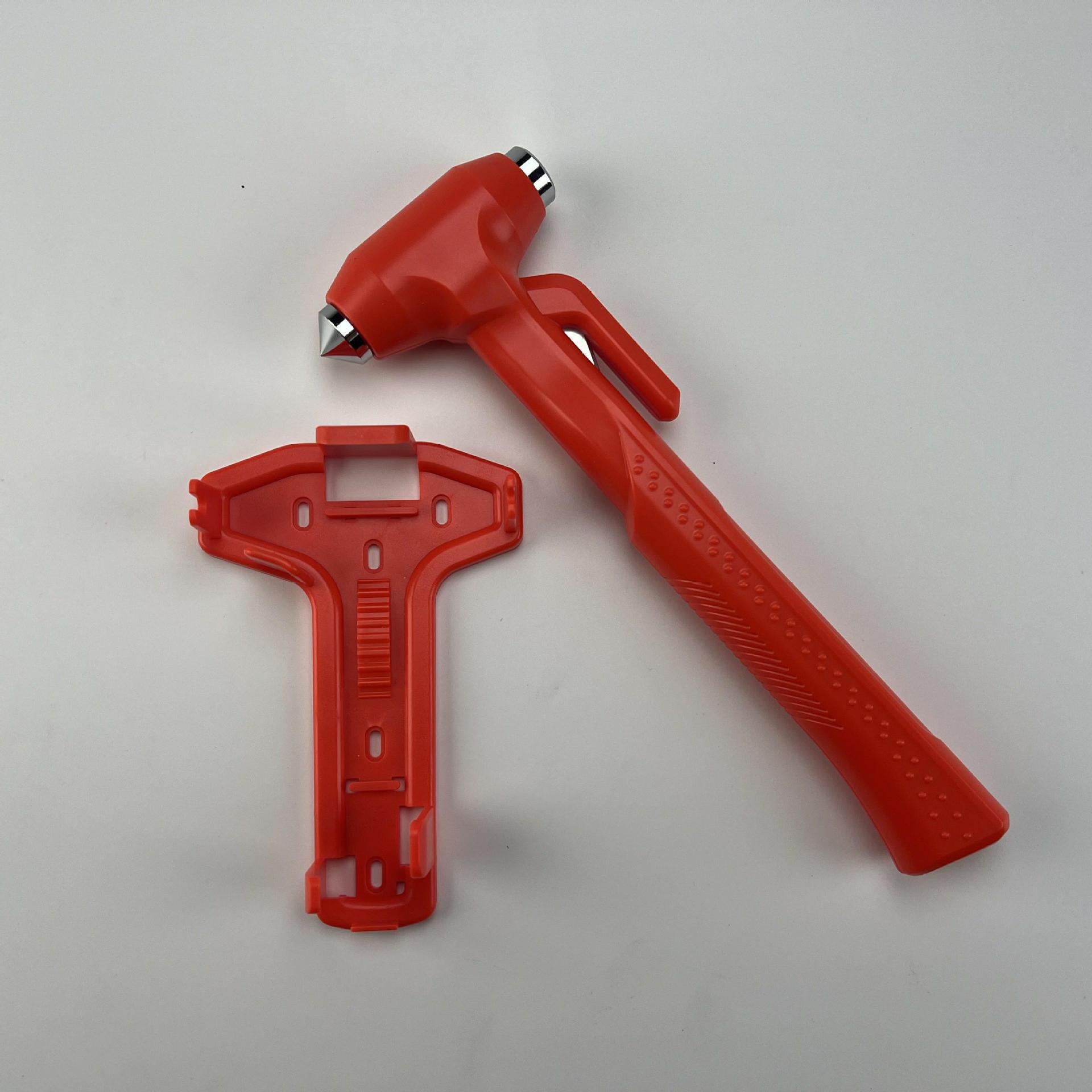 Car Emergency Safety Hammer 3-in-1 Multifunctional Car Emergency Long-Handle Hammer with Cutter for Escape and Safety Window-Breaking Tool