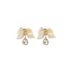 Earrings with bow, advanced small design crystal earings, high-quality style, internet celebrity
