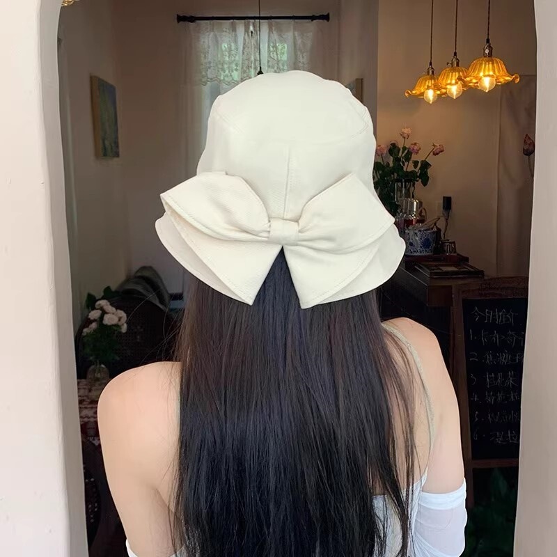 Spring and Summer New Style Bow-Knot Fisherman Hat Niche Outdoor Sun Protection and Sunshade Comfortable and Breathable Hepburn Style Sunshade Hat Spring and Summer New Style Bow-Knot Fisherman Hat Niche Outdoor Sun Protection and Sunshade Comfortable and Breathable Hepburn Style Sunshade Hat